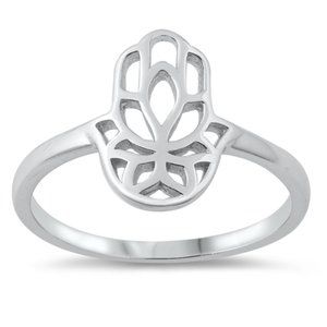 Sterling Silver Hamsa Ring 925 Fashion Band
